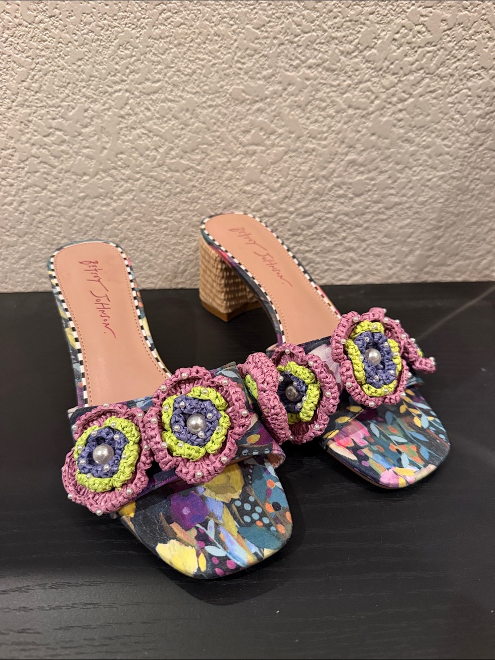 Betsey Johnson Deitrich Bright Multicolor Block Heel Mule Sandals - Picture 7 of 16